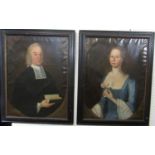 18th century school - Pair of half length portraits of a clerical style gentleman holding a prayer