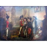 Late 18th century school - Scene with three male characters being press ganged into military service