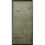 18th century needlework sampler by TE Bolton? incorporating the coronets of earls and lords, further