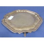 1950s silver square scalloped salver, with engraved signatures and inscribed TMM 30-9-59, maker AC
