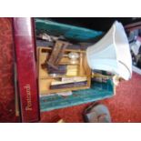 A mixed miscellaneous lot comprising a brass table lamp, a collection of postcards, a collection