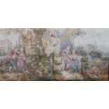 2 machine worked Belgian type wall hangings each with aubusson style tapestry of classical