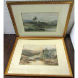 Albert Pollitt (British 1856-1926) - Pair of river scenes, one with fisherman, both watercolours,