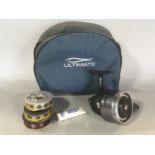 ABU 506 course fishing reel with two spare spools, within an Ultimate bag