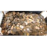 Large quantity of unsorted English bronze coinage, Victorian and later, together with mixed