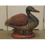 A Folk Art carved wooden model of a exotic duck with polychrome decoration, approx 40 cm high x 44