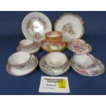 A quantity of late 18th and early 19th century tea bowls and saucers, many of the Newhall type,