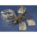 A good mixed collection of silver comprising two acanthus engraved vesta cases, a small baluster