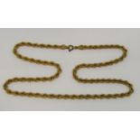 9ct rope twist chain necklace, 6.2g