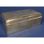 1930s silver cedar lined cigarette box with engine turned lid, makers marks worn, Birmingham 1939,