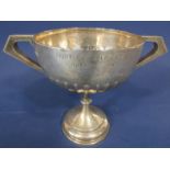 1920s silver half fluted twin handled trophy, inscribed Wortley Golf Club Captains Cup 1929, Won