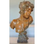 Emmanuel Villanis (1858-1914) - 'Sapho' bronzed cast spelter bust, 60 cm high