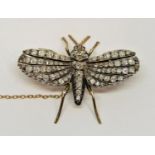 Fine Victorian butterfly brooch set with graduated diamonds and ruby eyes, 4.5 W x 3.9cm L approx,
