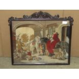 A mid-19th century petit point tapestry panel 'Returning from Hawking' in a period mahogany frame