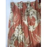 1 pair curtains in floral chintz fabric by Colefax & Fowler, lined and interlined with goblet
