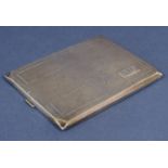 Engine turned silver cigarette case of rectangular form in the Art Deco manner, maker CSG & Co,