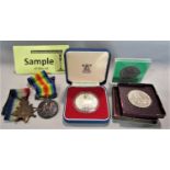 Great War medal duo to include 1914-1918 medal and 1914-15 cross, awarded to Private GE May R.A.M.G.