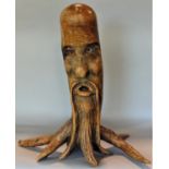 Chinese style root carving figure of a sage, 44 cm high