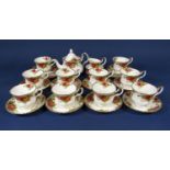 A collection of Royal Albert Old Country Roses pattern teawares comprising teapot, milk jug, sugar