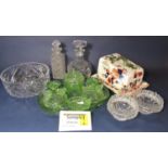 A mixed collection of glassware to include a good quality cut glass jug or ewer (handle af) together