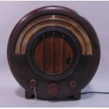 Vintage Ekco tyupe AD65 receiver Bakelite radio, of circular form, 40 cm high