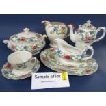 A quantity of Booths Floradora pattern wares including a tureen and cover and further tureen