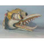 A vintage Balinese Bird mask with polychrome painted finish, 25cm in length