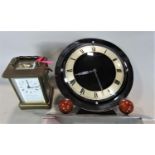 A Matthew Norman of London brass carriage clock, 11.5cm high, key, together with a further art