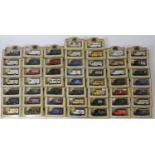 51 boxed replica model 1930's Bedford vans by Lledo, all advertising regional businesses (50)