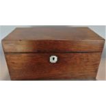 19th century rosewood tea caddy the hinged lid enclosing two further rosewood hinged lid boxes and