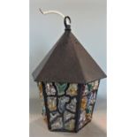 An unusual Perspex and ebonised tin hexagonal hall lantern by Peter Marsh 27cm high