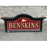 A painted sign Benskins (moulded fibre glass to simulate wood) 136cm x 61cm