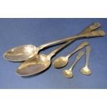 Good quality collection of Scottish silver Kings husk spoons comprising a pair of table/basting