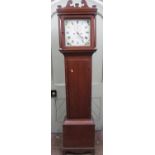 Georgian oak countrymade longcase clock, the square cut hood with swan necked pediment enclosing a