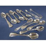 Set of six Victorian Queens pattern cast silver teaspoons, maker GA, London 1870 with matched