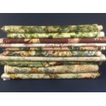 10 part rolls of upholstery fabric , all cottage floral prints including fabrics by Horrockses,
