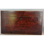 A good 19th century flame mahogany and rosewood cross banded tea caddy, the hinged lid enclosing a