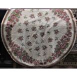A circular Kashmir crewel work rug/panel with various roses upon a cream ground, 177 cm diameter