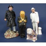 A Royal Doulton figure of Sir Winston Churchill HN3433 edition number 1558/5000, together with a