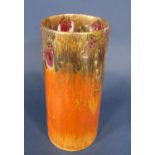 A good quality Wilkinson Ltd vase of cylindrical form with orange glazed finish and overlaid
