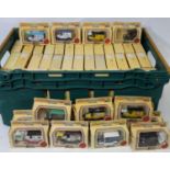 Box of approx 110 boxed model cars, all Lledo Promotional models, mostly Ford T vans advertising