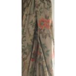 1 pair of full length curtains in 'Paradise Bird' fabric by GP & J Baker, lined with pencil pleat