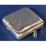 Edwardian silver combination vesta case, vesta and sovereign case the hinged top with striker over a