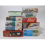 11 model jet aircraft kits, all 1:72 scale by Hasegawa, Matchbox,. Revell, KP, Frog and Magna, all