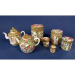 A collection of 19th century Cantonese ceramics, mostly for restoration, including two teapots max