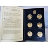The Churchill Centenary Medal Set of 24 Hall Marked Silver Gilt Medals by John Pinches, presentation