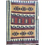 Qashgai kelim with tribal banded decoration, 130 x 95 cm