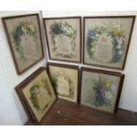 A set of twelve 19th century coloured lithographic type prints after Harriet Brooke of floral
