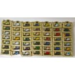 49 boxed model vehicles by Lledo, all Ford Model T vans, advertising various businesses, brands