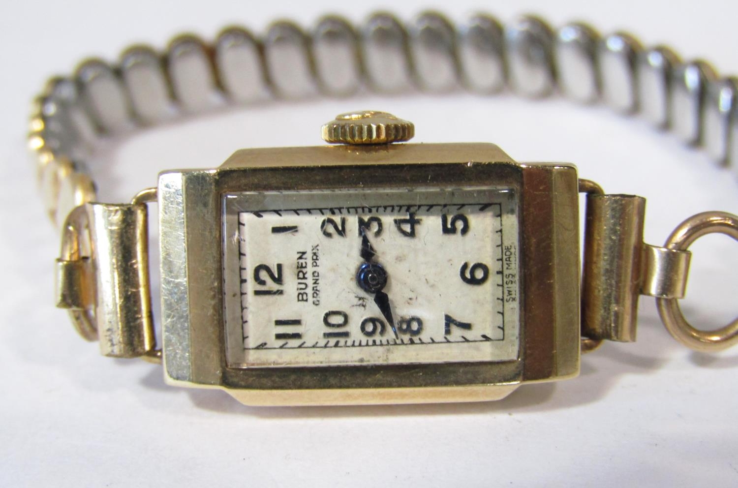 Ladies art deco Buren Grand Prix rectangular cocktail watch, champagne dial with Arabic numerals, - Image 4 of 5